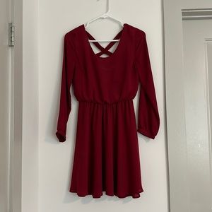 Francesca’s Long Sleeve Red Mini Dress